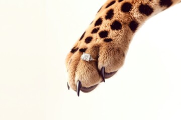Obraz premium A leopard's paw holding a diamond ring