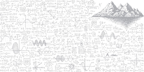 Obraz premium complex mathmatic texure overley with a mountain 