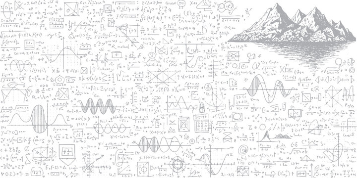 complex mathmatic texure overley with a mountain 