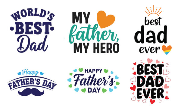 Father's day typography collection best dad and hero quotes