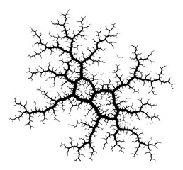 Obraz premium Abstract black fractal branching structure resembling a tree or neuron network