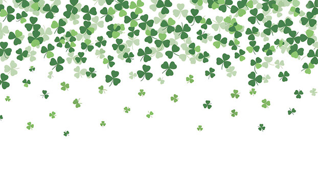 Four-leaf clover green border Seamless pattern. Clover Background, Saint Patrick s Day Vector border