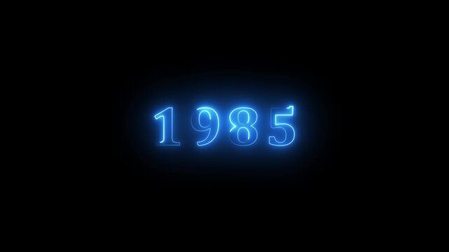1985 neon line text. Abstract 1985 neon text animation, Glowing neon number text background 4k video animation . important year, important date 1985.4k