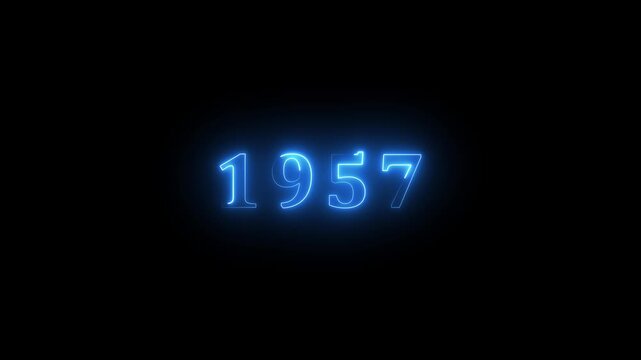 1957 neon line text. Abstract 1957 neon text animation, Glowing neon number text background 4k video animation . important year, important date 1957.4k