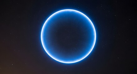 Obraz premium A glowing blue ring floats in the darkness of outer space surrounded by stars