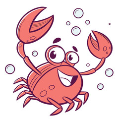 Crab Cute Cartoon  Character Vector Illustration