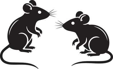 Obraz premium Mouse Pair Vector Modern Twin Mice Silhouette Icon for Pet Branding and Design