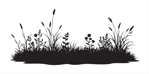 set of bush grass shrub herb silhouette vector transparent background eps 10 © Topu