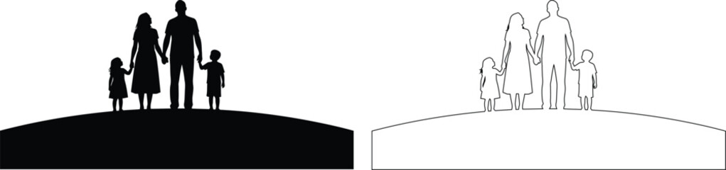 Comparison of family silhouettes against different background landscapes