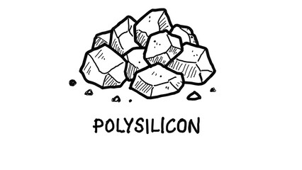 Obraz premium Polysilicon Chunks Pile Sketch, Transparent Image, semiconductor