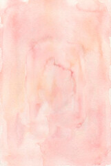 Fototapeta premium Soft abstract watercolor painting in pastel pink and peach tones, ethereal wash texture with subtle gradients, artistic background.