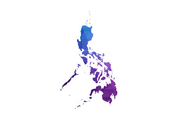 Fototapeta premium Philippines Map - Polygon Style Vector Illustration in Blue and Purple Gradient, Low Poly Geometric Design, Isolated on White Background, Ideal for Infographics and Learning Materials.