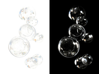 Luxury Clear Soap Bubbles with Golden Sparkle Particles &ndash; Abstract Glossy Orb Arrangement