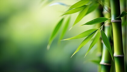 close up of a vibrant green bamboo branch