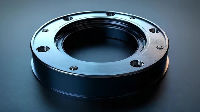 Close-up of a sleek, black mechanical component on a dark surface