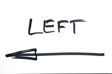 the left direction arrow drawn with marker
