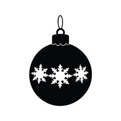 Fototapeta premium christmas ornament hanging silhouette vector illustration, Elegant black and white christmas ornament with snowflakes silhouette vector illustration