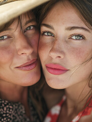 close up portrait of a mother and daughter 