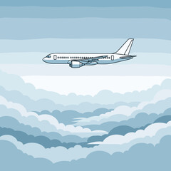 Fototapeta premium Commercial Jet Airplane Flying Above a Thick Layer of White Clouds