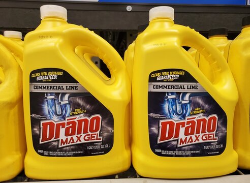 Delaware, U.S - Feb 16, 2026 - Drano Max Gel drain cleaner designed to dissolve tough blockages in household plumbing systems.