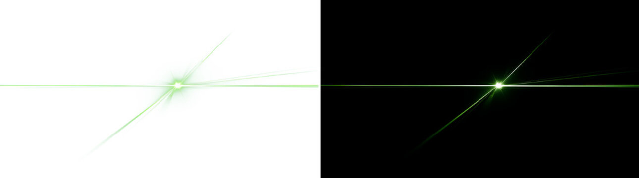 Green Energy Burst With Laser Beams and Star Flare, Transparent PNG and Black Background Preview