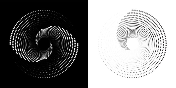 Dotted circular logo. circular concentric dots isolated on the white background. Halftone fabric design. Halftone circle dots texture. Vector design element for various purposes.