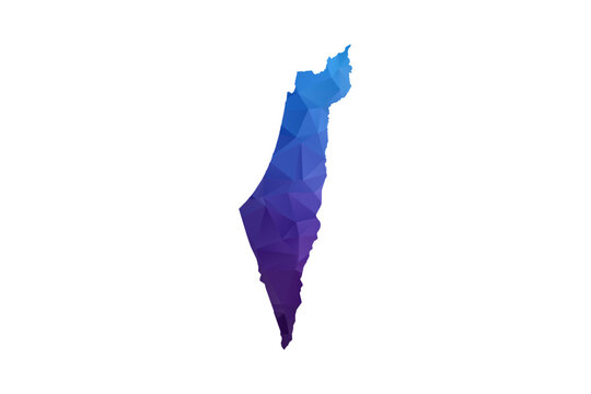 Palestine Map - Polygon Style Vector Illustration in Blue and Purple Gradient, Low Poly Geometric Design, Isolated on White Background, Ideal for Infographics and Learning Materials.