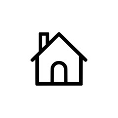 Fototapeta premium House simple black outline icon with a chimney and garage door featuring home, building, architecture with minimalist and line art elements for vector, graphic projects, clean composition on simple
