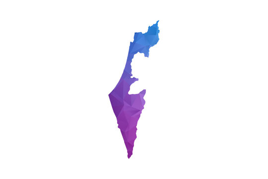 Palestine Map - Polygon Style Vector Illustration in Blue and Purple Gradient, Low Poly Geometric Design, Isolated on White Background, Ideal for Infographics and Learning Materials.
