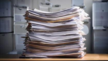 overload of paperwork stacks representing administrative burden and backlog
