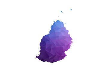 Mauritius Map - Polygon Style Vector Illustration in Blue and Purple Gradient, Low Poly Geometric Design, Isolated on White Background, Ideal for Infographics and Learning Materials. © Whatever
