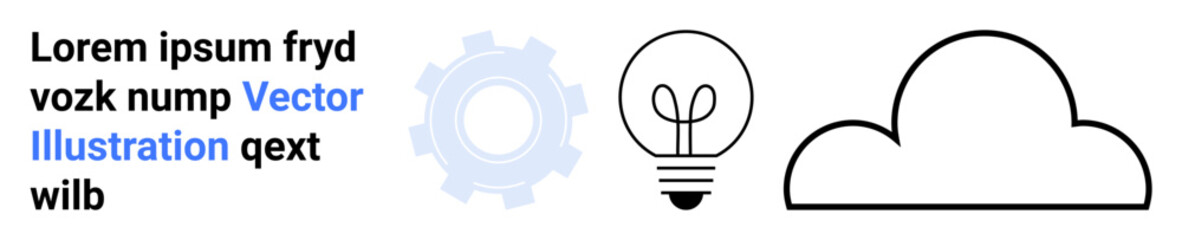 Technology, innovation, networking, cloud computing, brainstorming, and productivity. Visual includes a gear, light bulb and cloud icon. Technology and innovation concepts © robu_s