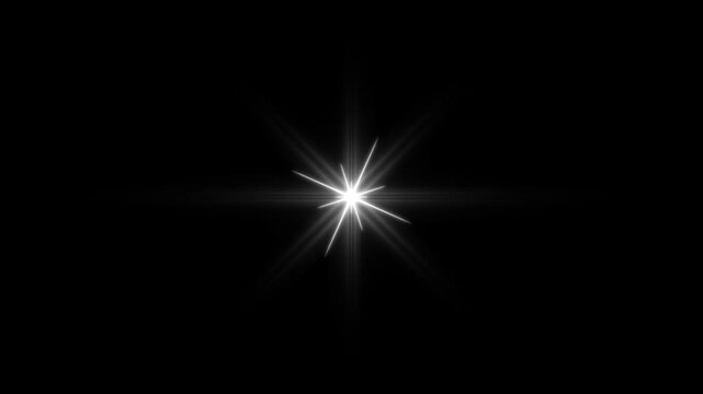 White cartoon blinking stars, Fast star line glitter motion, Sparkling stars Shine animation, Sparkle Star light effect, flat vector doodle star sparkle, with black screen background. 4K video