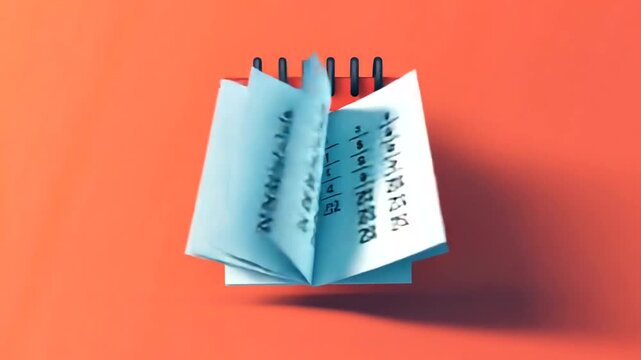 Calendar page flipping to reveal dates with a vibrant background