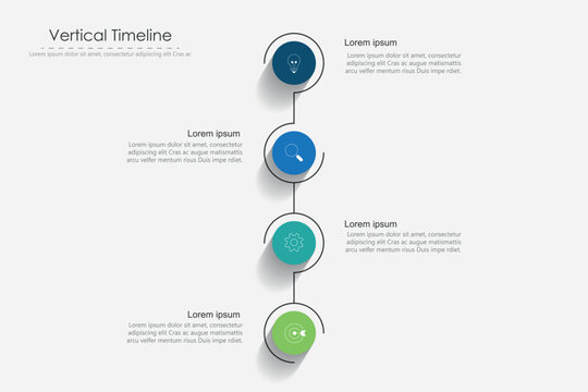 vertical timeline milestone infographic template banner with 4 point list information for slide presentation.	