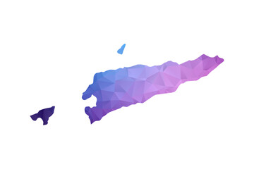 Fototapeta premium Timor Leste Map - Polygon Style Vector Illustration in Blue and Purple Gradient, Low Poly Geometric Design, Isolated on White Background, Ideal for Infographics and Learning Materials.