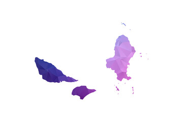 Fototapeta premium Wallis and Futuna Map - Polygon Style Vector Illustration in Blue and Purple Gradient, Low Poly Geometric Design, Isolated on White Background, Ideal for Infographics and Learning Materials.