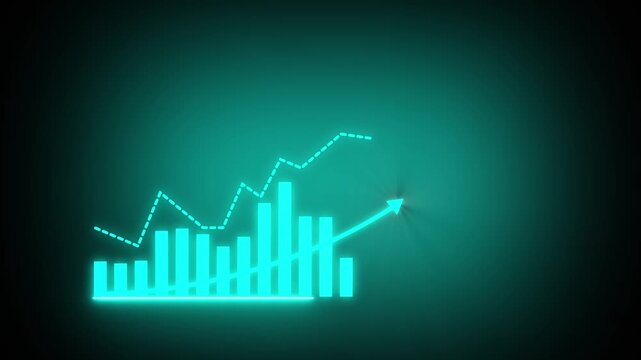 Stock market increase concept with glowing bar chart 2012 indicator. Investment success concept animated business statistics graph...