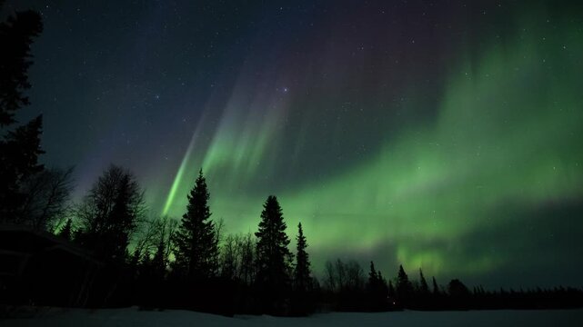 aurora borealis northen light in sweden, Kiruna, over Arctic circle