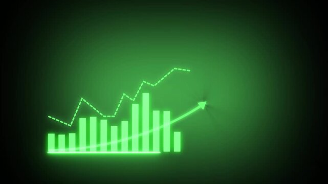 Stock market increase concept with glowing bar chart 2012 indicator. Investment success concept animated business statistics graph...