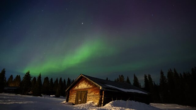 aurora borealis northen light in sweden, Kiruna, over Arctic circle