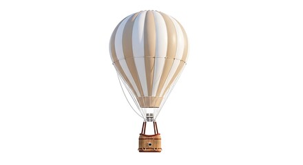 A majestic hot air balloon soaring gracefully in the clear blue sky. isolated on white background