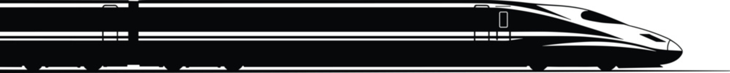 Black silhouette vector illustration of modern high-speed train with aerodynamic design emphasizing rapid transit and transportation technology © MDMuradul