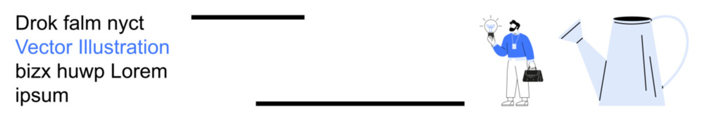 Creativity, innovation, business solutions, brainstorming, inspiration, productivity. A businessman holding a lightbulb with a teapot. Creativity and innovation visually © robu_s