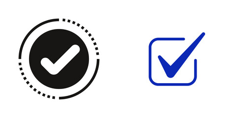 Two checkmarks in circle and square icons isolated on transparent background © MstLima