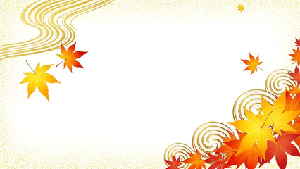 Obraz premium Autumn Leaves with Swirling Patterns on Beige Background