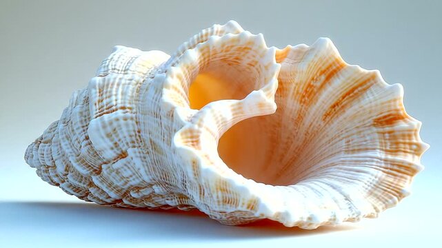 Close-up view of a beautifully textured seashell showcasing intricate patterns