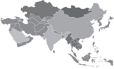Obraz premium greyscale vector Asia map