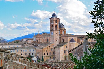 Fototapeta premium Landscape of the historic center of Urbino, declared a UNESCO World Heritage Site in the Marche region of Italy