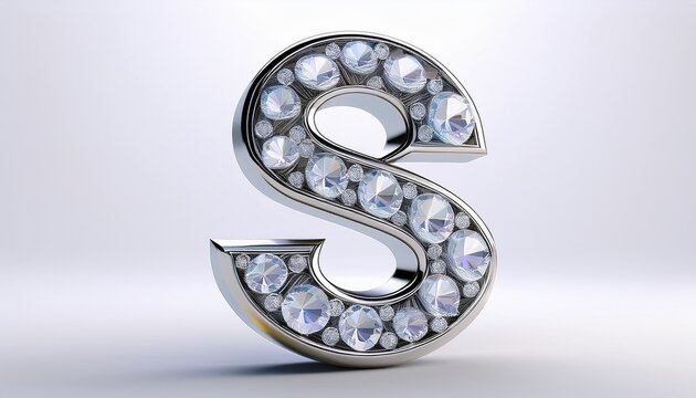 diamond letter s 3d rendered facets isolated on white background diamond letter 3d render gemstone luxury font